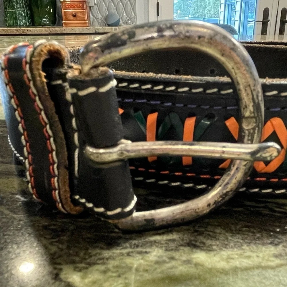 GAP Leather Belt Boho Yellow/Blue Southwestern - 32